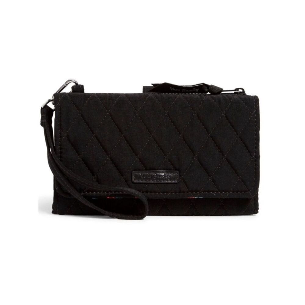 Vera Bradley Classic Black Microfiber RFID Smartphone Wristlet Wallet